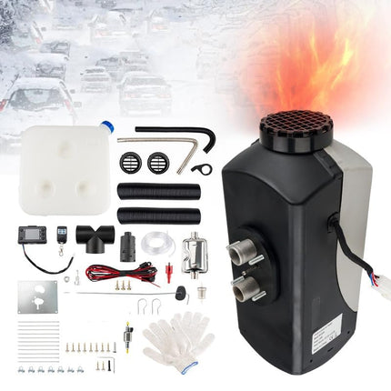 12V 5KW Diesel Air Parking Heater Timing Temperature Control with Sile12V/5KW Aluminum Parking Fuel Heater LCD Display With Remote Control Diesel Air Heater Feature:- Low noise: noise reduction processing with minimal noise.- Easy inst