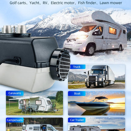 12V 5KW Diesel Air Parking Heater Timing Temperature Control with Sile12V/5KW Aluminum Parking Fuel Heater LCD Display With Remote Control Diesel Air Heater Feature:- Low noise: noise reduction processing with minimal noise.- Easy inst