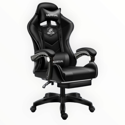 Gaming Chair with footrestComfortable Office Gaming Chair - White & BlackChair Seat Height 48cmComplete chair height 126cm Gaming ChairGaming Chair Seat width 45CM without arms with arms