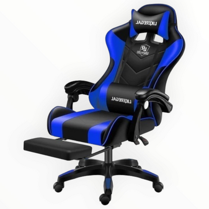 Gaming Chair with footrestComfortable Office Gaming Chair - White & BlackChair Seat Height 48cmComplete chair height 126cm Gaming ChairGaming Chair Seat width 45CM without arms with arms