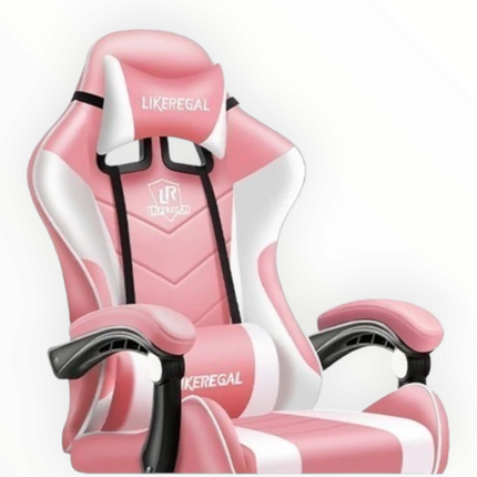 Gaming Chair with footrestComfortable Office Gaming Chair - White & BlackChair Seat Height 48cmComplete chair height 126cm Gaming ChairGaming Chair Seat width 45CM without arms with arms