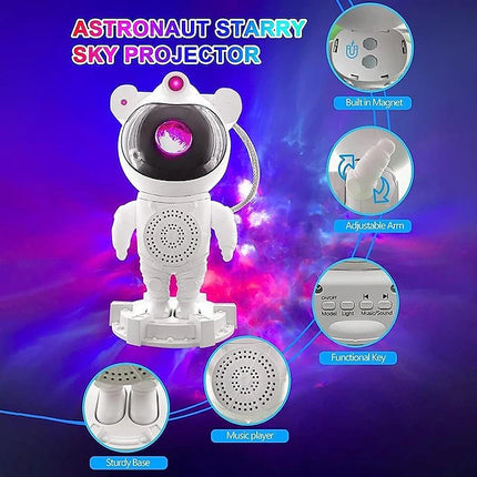 Astronaut Night Light Projector with Music
Upgraded Portable and Rechargeable Astronaut Galaxy Projector Speaker with non-detachable Base, can connect your phone to play music
The head and arm of the starlig