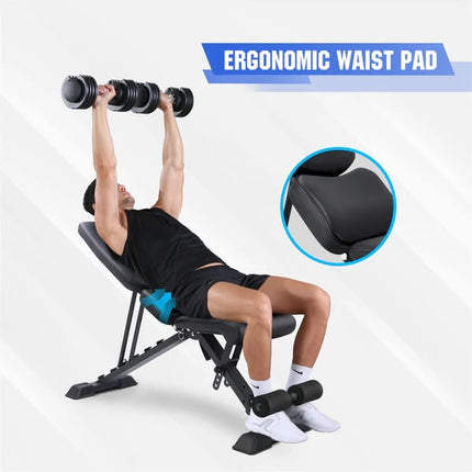 Adjustable Weight Bench with Ergonomic Waist Pad