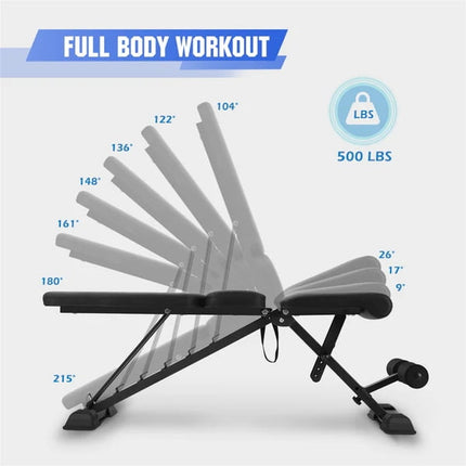 Adjustable Weight Bench with Ergonomic Waist Pad