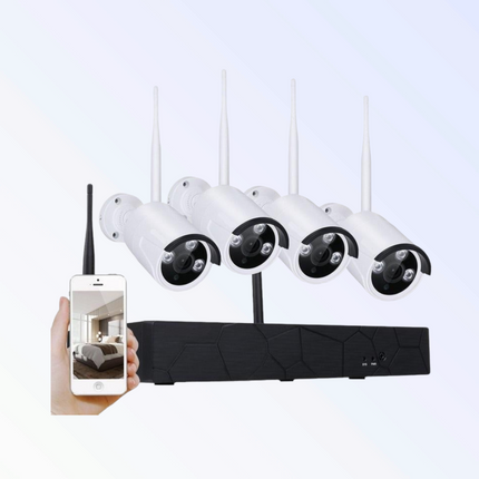 CCTV system Cameras Wireless (no hard drive)Brand new, 4CH wireless WLAN CCTV security system, Simple installation- no cables required!*1 X 4CH 1080P HDMI Wireless WLAN CCTV DVR NVR (No hard drive)* 4 X Wirele