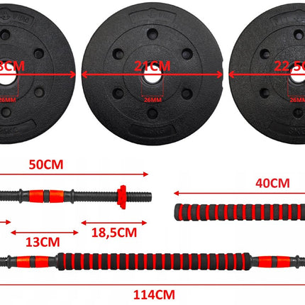 40KG Adjustable Dumbbell and Barbell Set