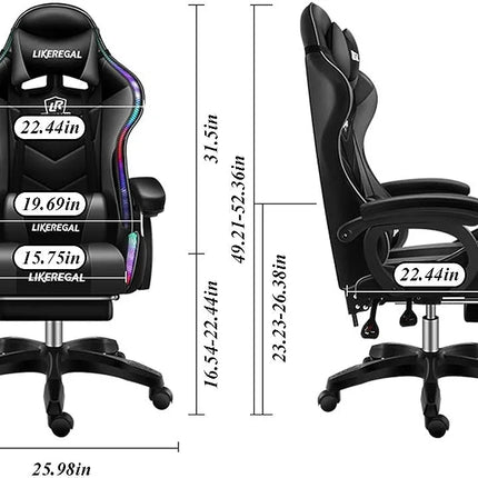 Ergonomic Desk & RGB LED Gaming Chair - Ultimate Gamer's Workstation Gaming Combo Set
