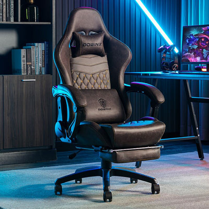 Dowinx Gaming Chair Office With Massage Ergonomic Style Pu Leather High Back Adjustable Chair With Footrest