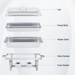 Chafing Dishes 11LitersBrand new!!!
Chafing Dish Set Food Warmer Buffet  Catering Stainless Steel
Available in single, double, triple
 Included: 
Dish 
Dish Stand 
Heating bowl capacity to