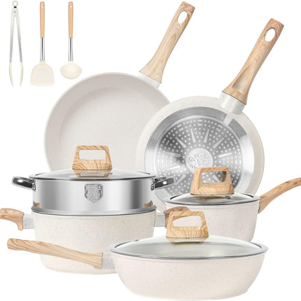 12-Piece White Nonstick Cookware Set