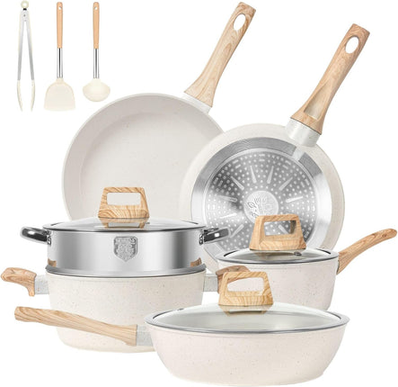 12-Piece White Nonstick Cookware Set