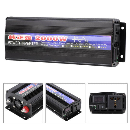 Power Inverter 2000W Pure sine DC 12V to AC 240V 
Power Inverter 2000W Pure sin DC 12V to AC 240V
 
Condition: 100% Brand New
Item Type: Power Inverters
Material: Aluminum Alloy
Color: As picture shown
Optional Ty