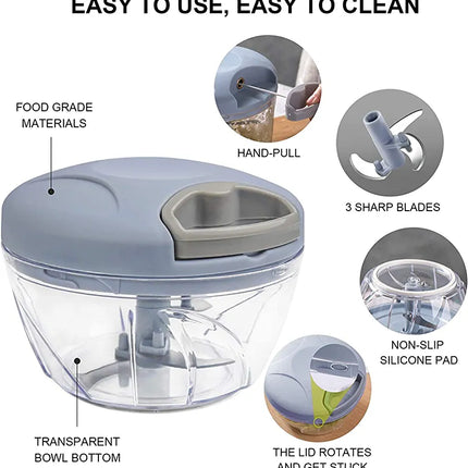 Manual Hand ChopperDescription
Multi-functional Manual Food Chopper Processor Perfect for Busy Kitchens and be ideal 
 
for "at-home" chefs.
 
Manual Food Chopper Features
 
A lid with