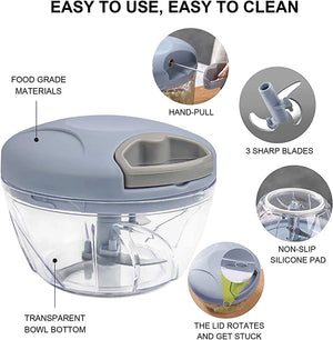 Manual Hand ChopperDescription
Multi-functional Manual Food Chopper Processor Perfect for Busy Kitchens and be ideal 
 
for "at-home" chefs.
 
Manual Food Chopper Features
 
A lid with