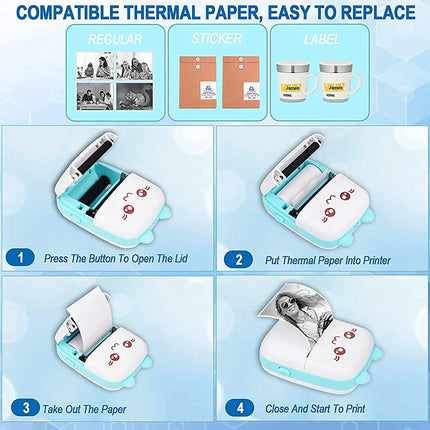 Mini Thermal Photo PrinterMultifunctional thermal printer mini portable printer can not only directly print label To do lists, but also print small pictures, memos, tables, menu patterns, fru