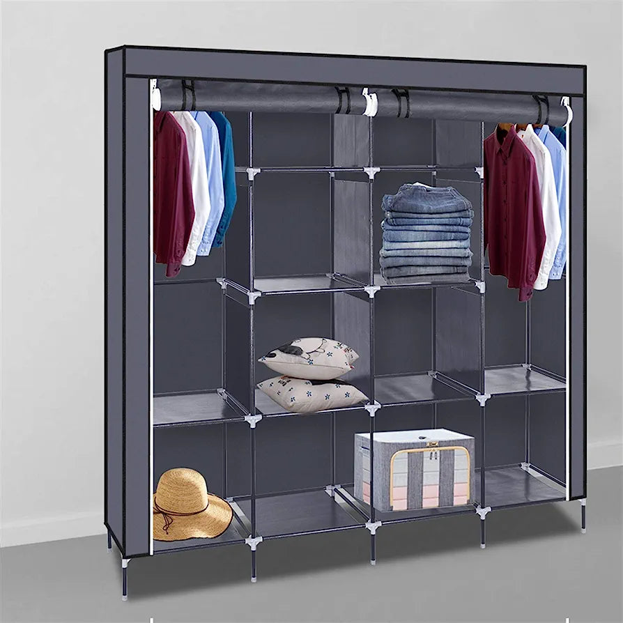 71 Portable Closet Wardrobe Clothes Rack Storage Organizer with Shelf Gray