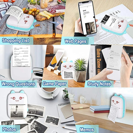 Mini Thermal Photo PrinterMultifunctional thermal printer mini portable printer can not only directly print label To do lists, but also print small pictures, memos, tables, menu patterns, fru