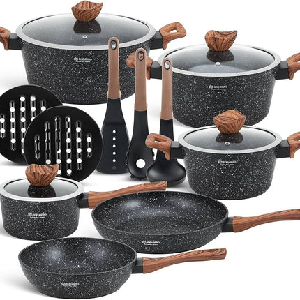 15-Piece Premium Marble Cookware Set