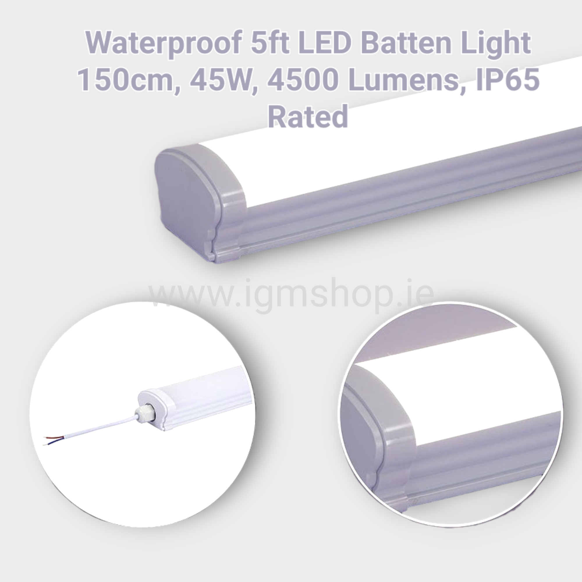 Waterproof 5ft LED Batten Light 150cm, 45W, 4500 Lumens, IP65 RatedYou ...