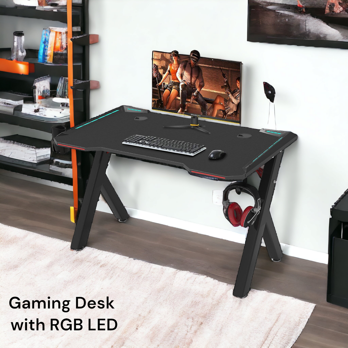 Gaming PC Table With LED lightsGaming Desk with RGB LED Lights, Comput