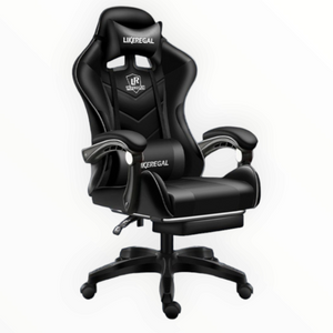 Gaming Chair with footrestComfortable Office Gaming Chair - White &amp; BlackChair Seat Height 48cmComplete chair height 126cm Gaming ChairGaming Chair Seat width 45CM without arms with arms 