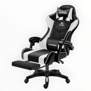 Gaming Chair with footrestComfortable Office Gaming Chair - White &amp; BlackChair Seat Height 48cmComplete chair height 126cm Gaming ChairGaming Chair Seat width 45CM without arms with arms 