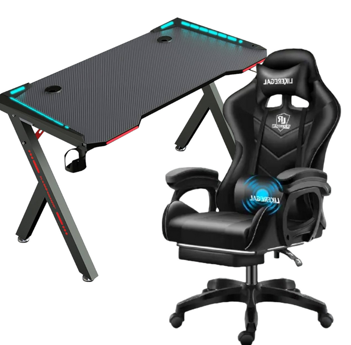 Set Gaming Desk with led lights & Gaming Chair