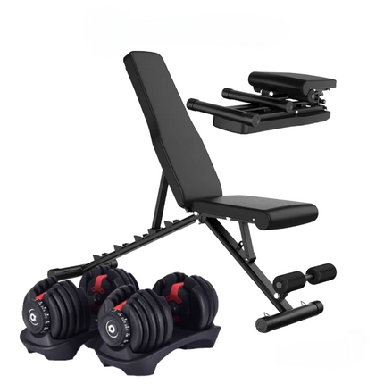 Adjustable Dumbbells 24kg & Weight bench