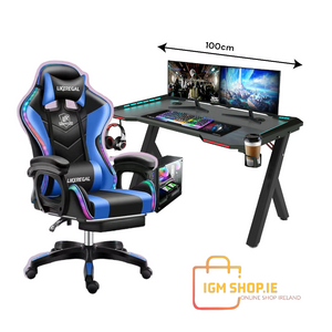 Ergonomic Desk & RGB LED Gaming Chair - Ultimate Gamer's Workstation Gaming Combo Set