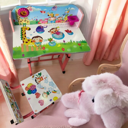 Adjustable desk and chair set for kids