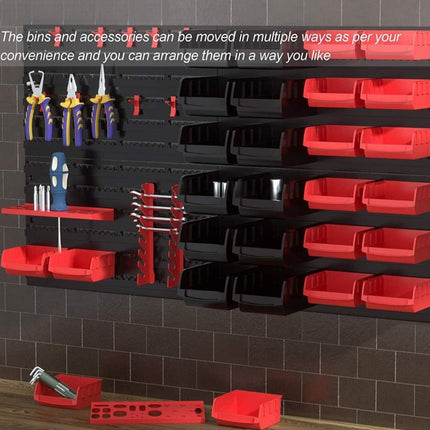 Storage Bin Set with Wall Panels | Ultimate Garage & Craft Organizer 72-Piece Plastic
