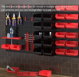 Storage Bin Set with Wall Panels | Ultimate Garage & Craft Organizer 72-Piece Plastic