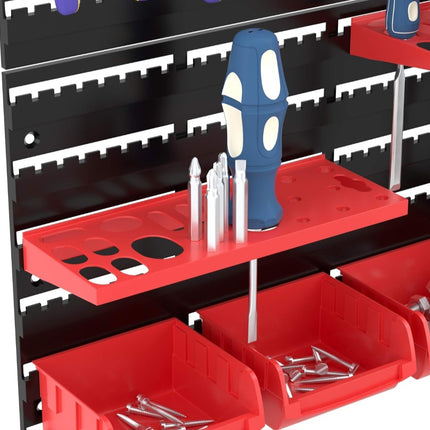 Storage Bin Set with Wall Panels | Ultimate Garage & Craft Organizer 72-Piece Plastic