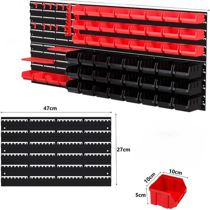 Storage Bin Set with Wall Panels | Ultimate Garage & Craft Organizer 72-Piece Plastic