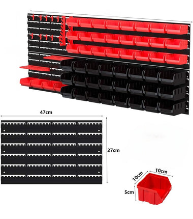 Storage Bin Set with Wall Panels | Ultimate Garage & Craft Organizer 72-Piece Plastic