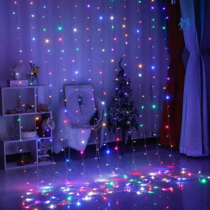LED Curtain Lights with Hooks (3x3 m, 300 LEDs)