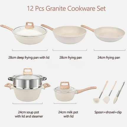 12-Piece White Nonstick Cookware Set