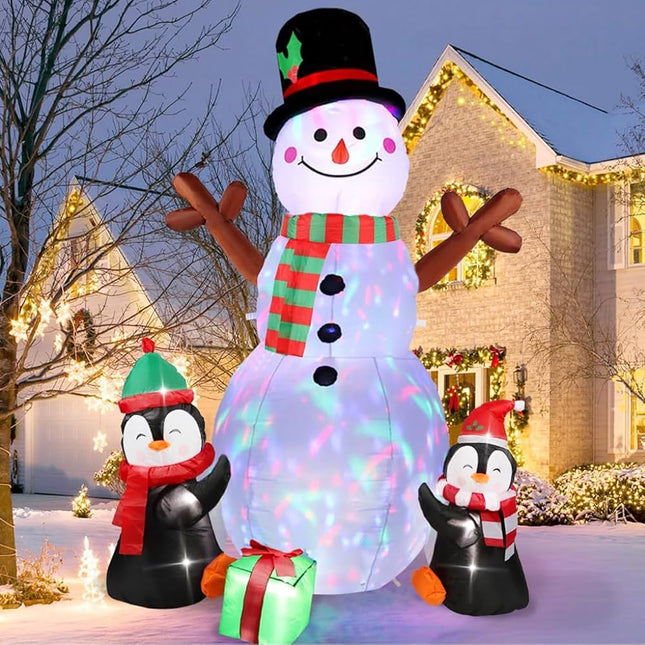 6ft Inflatable LED Snowman with Penguins Outdoor Christmas Decoration