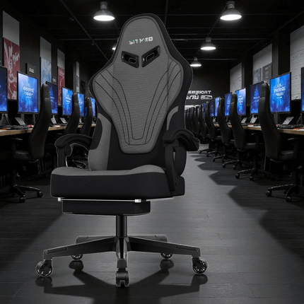 SITMOD Ergonomic Gaming Chair Grey Premium, Reclining with Footrest
