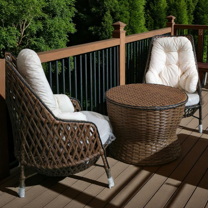 Two-seater wicker outdoor furniture set