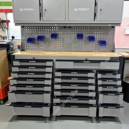 Manarola Empty Professional Toolchest With 19 Drawers and 4 Upper Cabinets