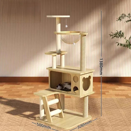 Cat scratcher tree wooden 138cm tall