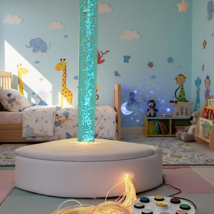 Sensory Corner Set with Fiber Optic Tails, Bubble Tube, and Button Remote