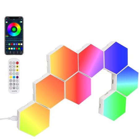 8 pieces Hexagon RGB LED Light