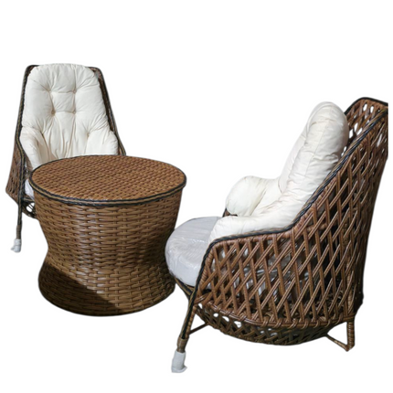 Two-seater wicker outdoor furniture set