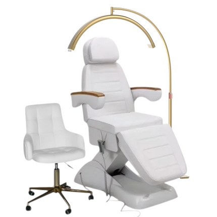 Electric Treatment Bed, Beauty Stool and LED Moon Lamp Professional 3-Piece Beauty Set