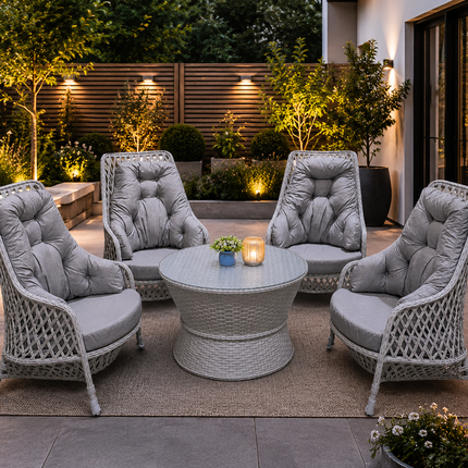 Two-seater wicker outdoor furniture set