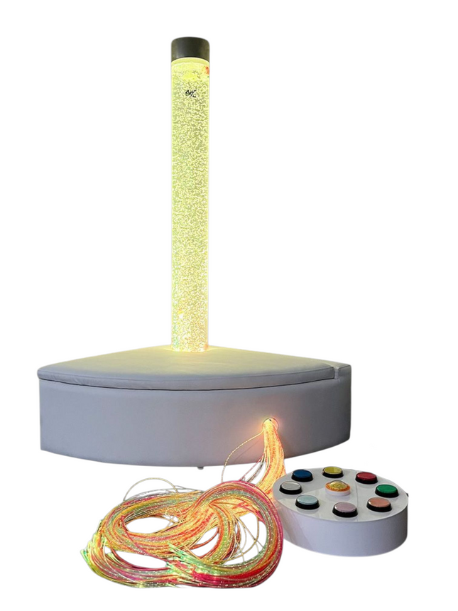 Sensory Corner Set with Fiber Optic Tails, Bubble Tube, and Button Remote