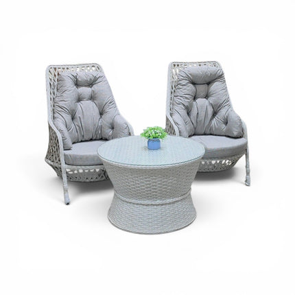 Two-seater wicker outdoor furniture set