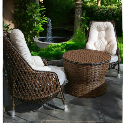 Two-seater wicker outdoor furniture set